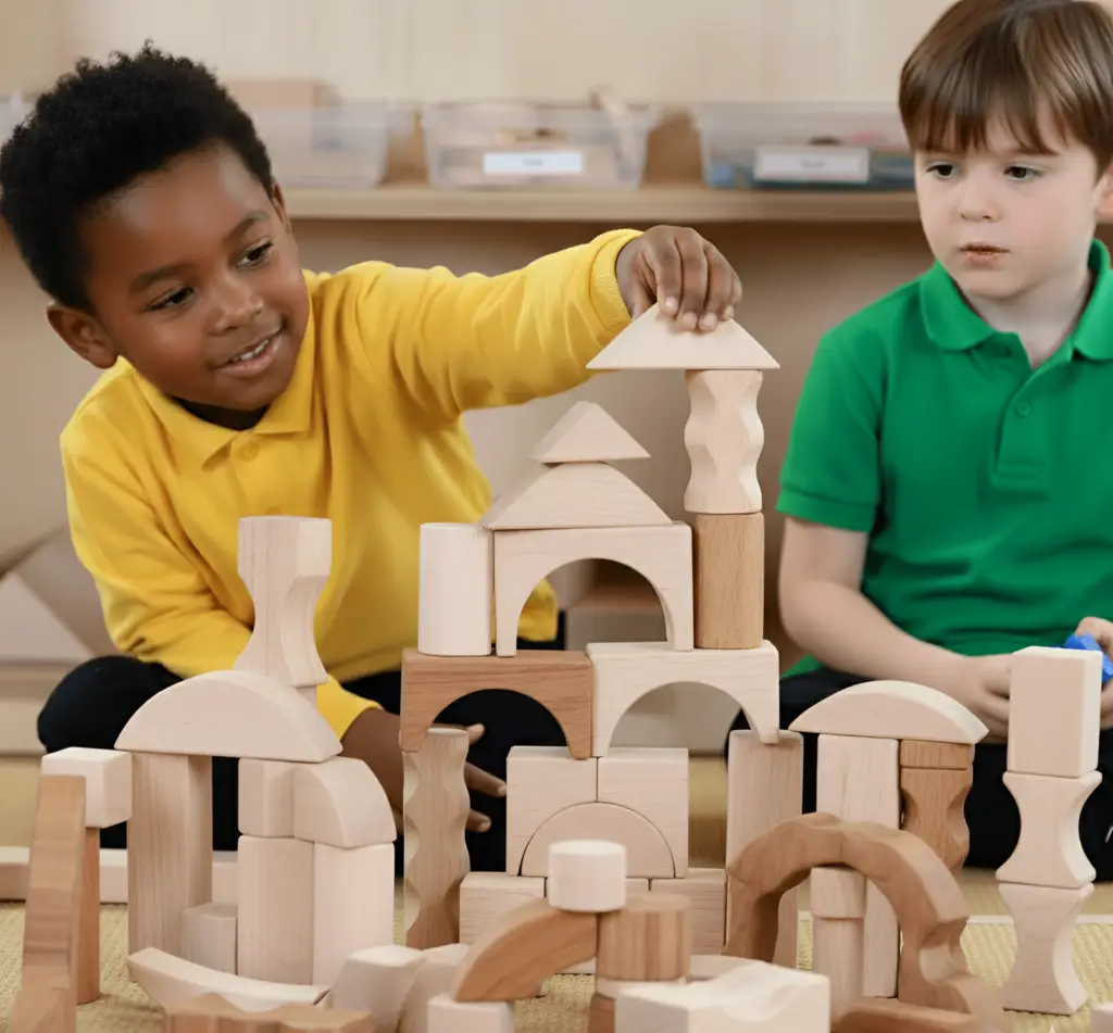 Preschoolers at Little Nestlings exploring a hands-on STEAM activity in the West Linn Willamette neighborhood.