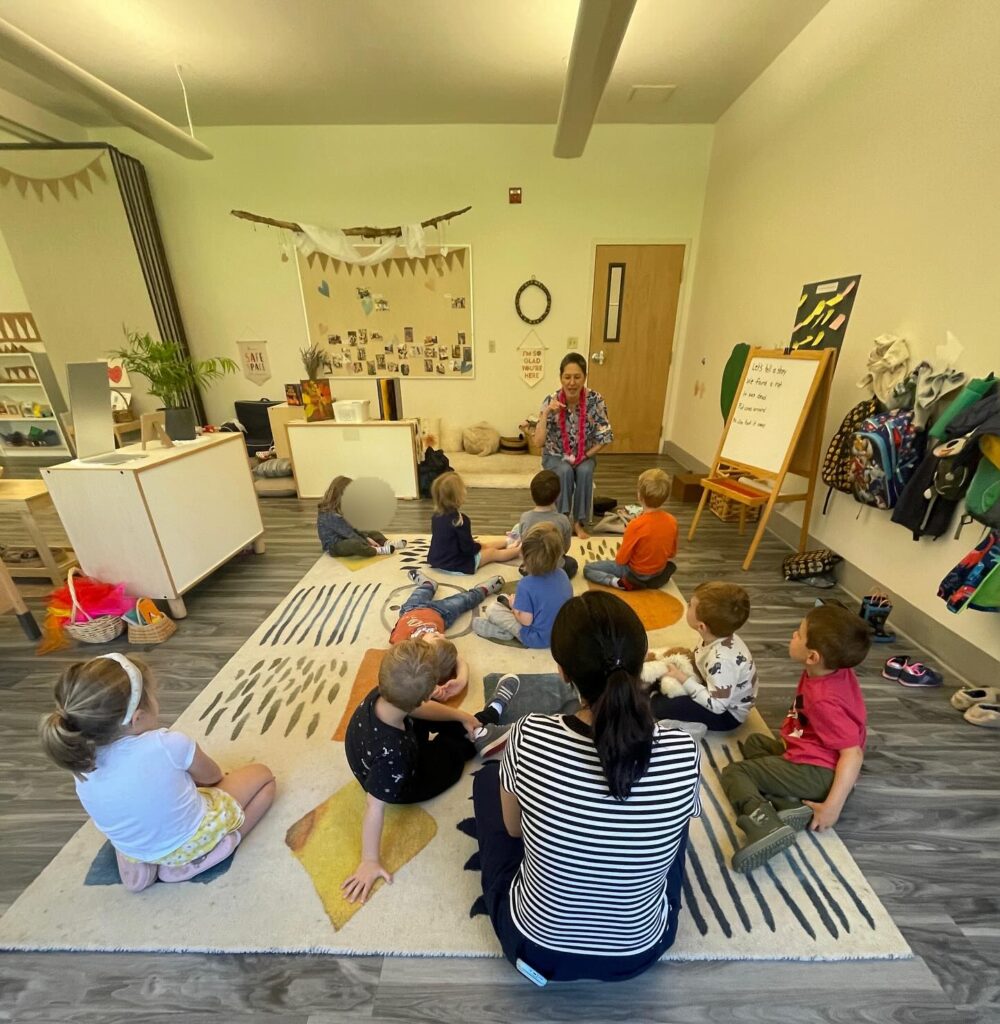 Preschool learning space at Little Nestlings with natural materials and open-ended invitations to explore